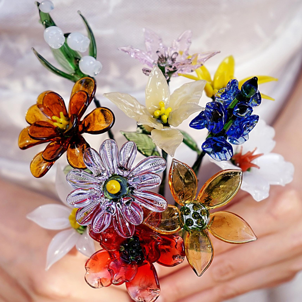 Custom Glass Birthday Flowers for All 12 Months of Birth.