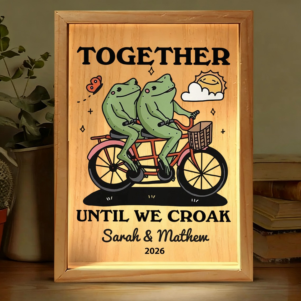 Custom Together Until We Croak Illustration Frame Light Box for Couple