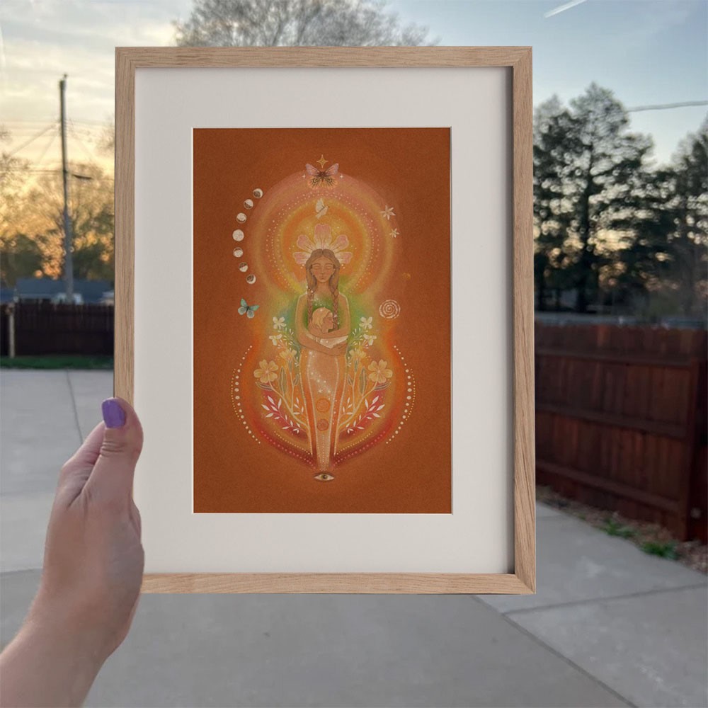 Inner Child Healing Fine Art Print Handmade Spiritual Art Mother Daughter Illustration
