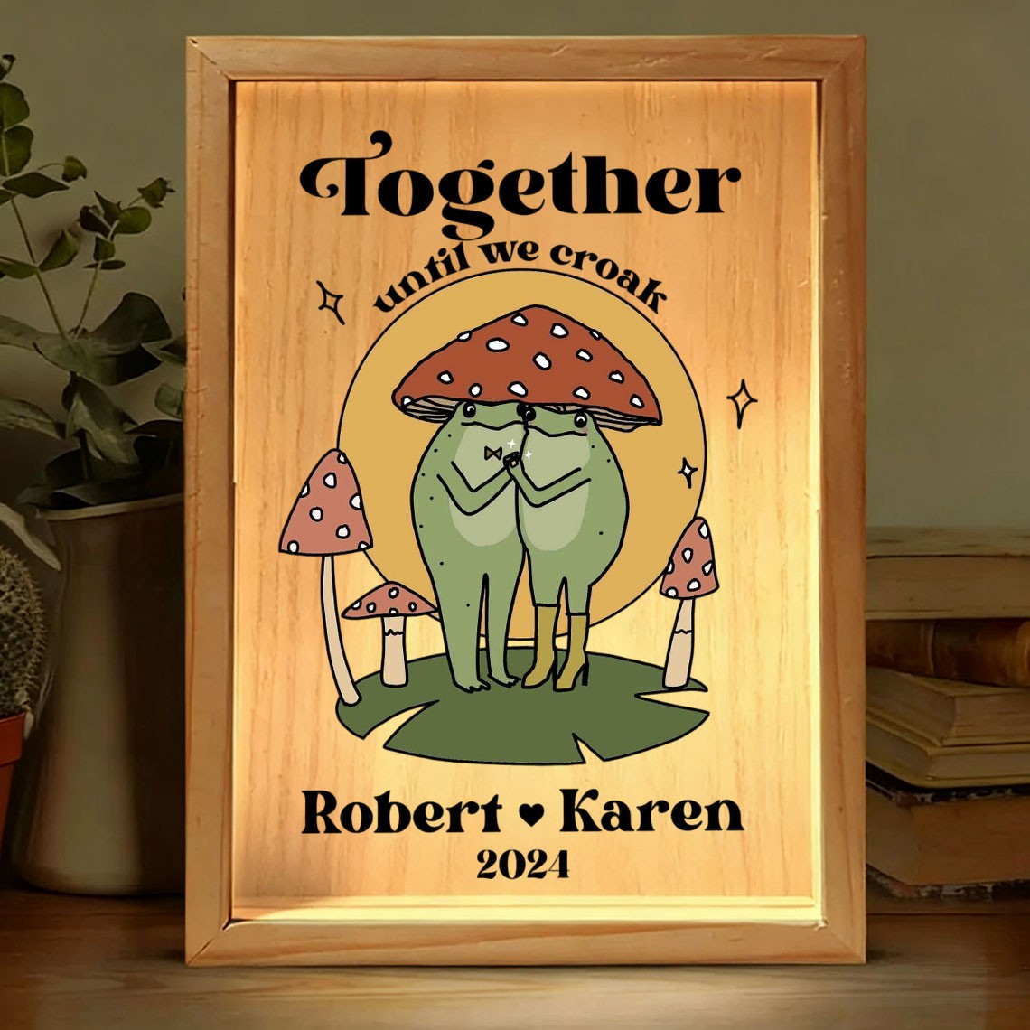 Custom Together Until We Croak Illustration Frame Light Box for Couple