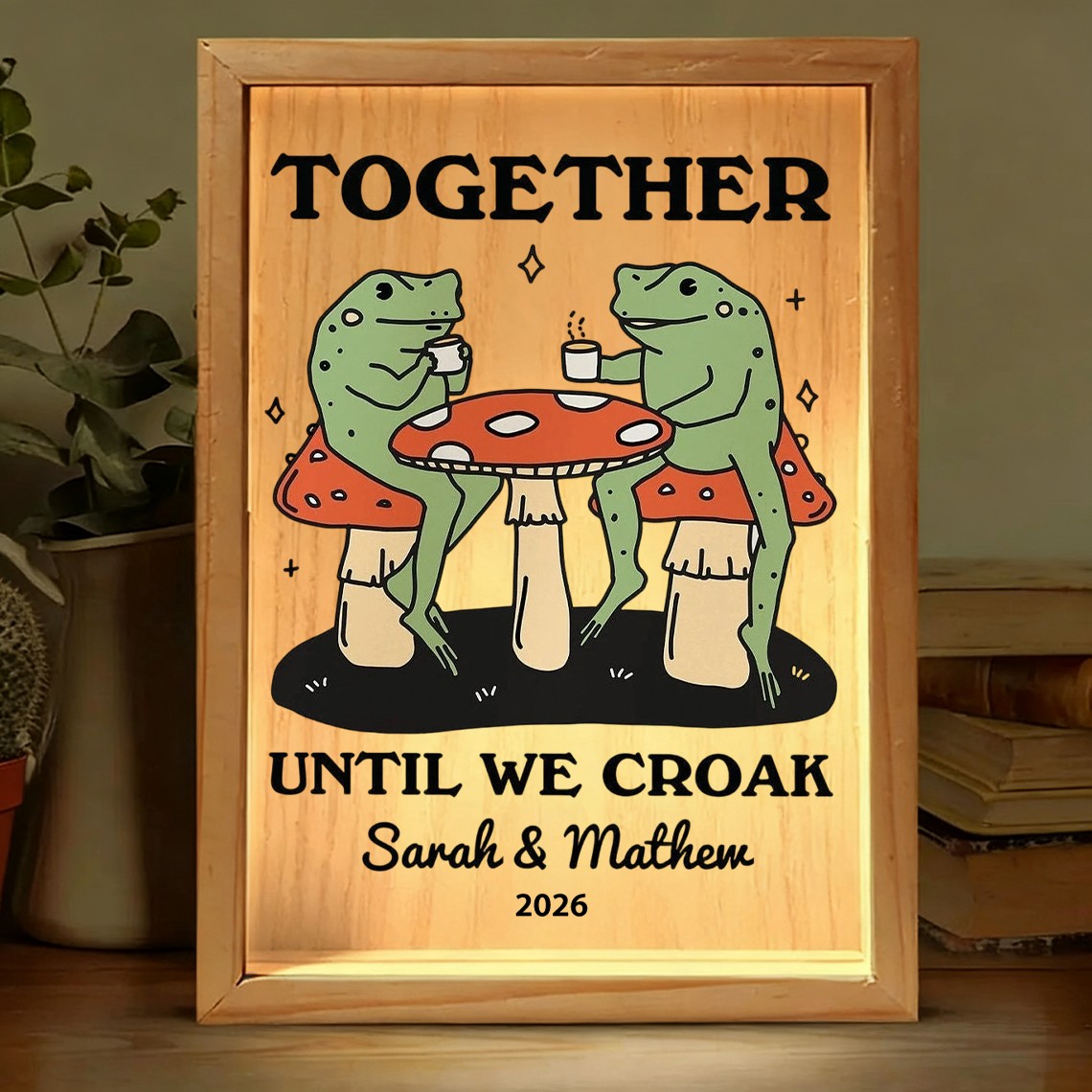 Custom Together Until We Croak Illustration Frame Light Box for Couple