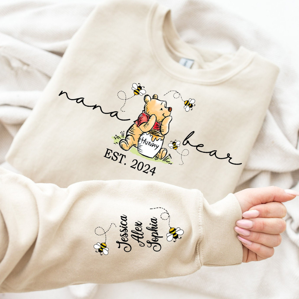 Custom Mama Sweatshirt With Kid Name On Sleeve.
