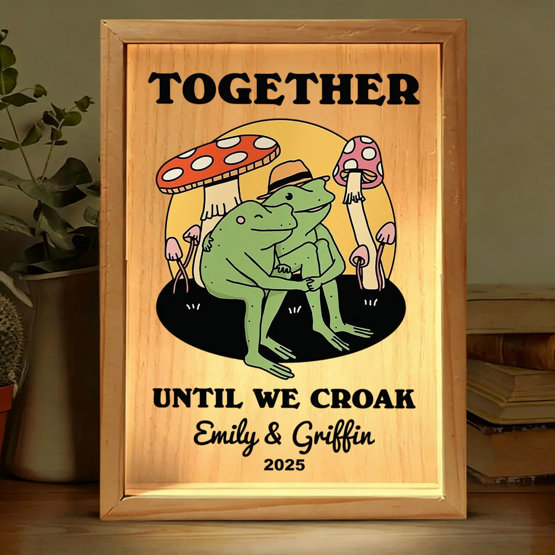 Custom Together Until We Croak Illustration Frame Light Box for Couple