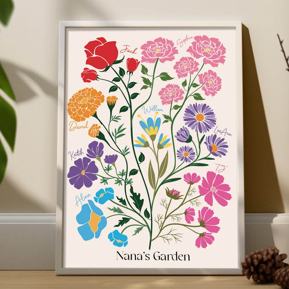 Mom's garden, customized flower illustrations for the child's birth month, Mother's Day gift