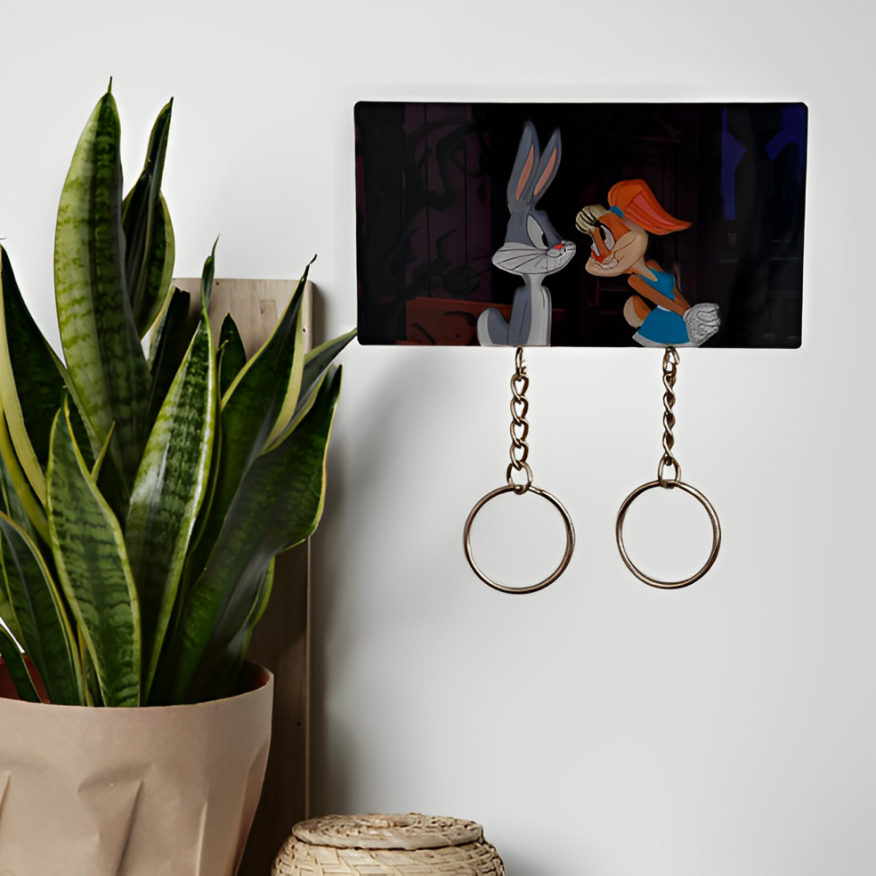 Personalized Cartoon Character Couple Keychain Holder for Your Love