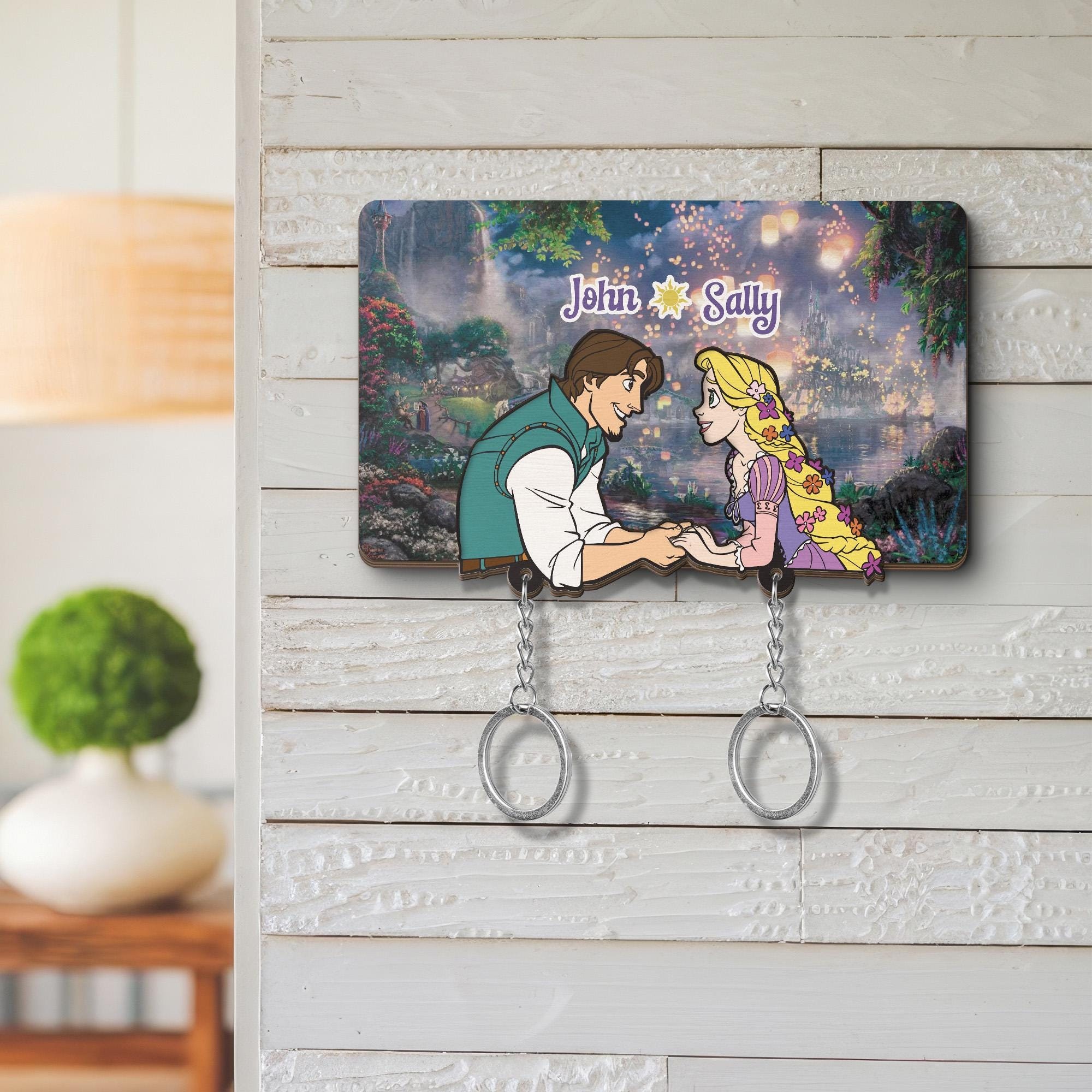 Personalized Cartoon Character Couple Keychain Holder for Your Love