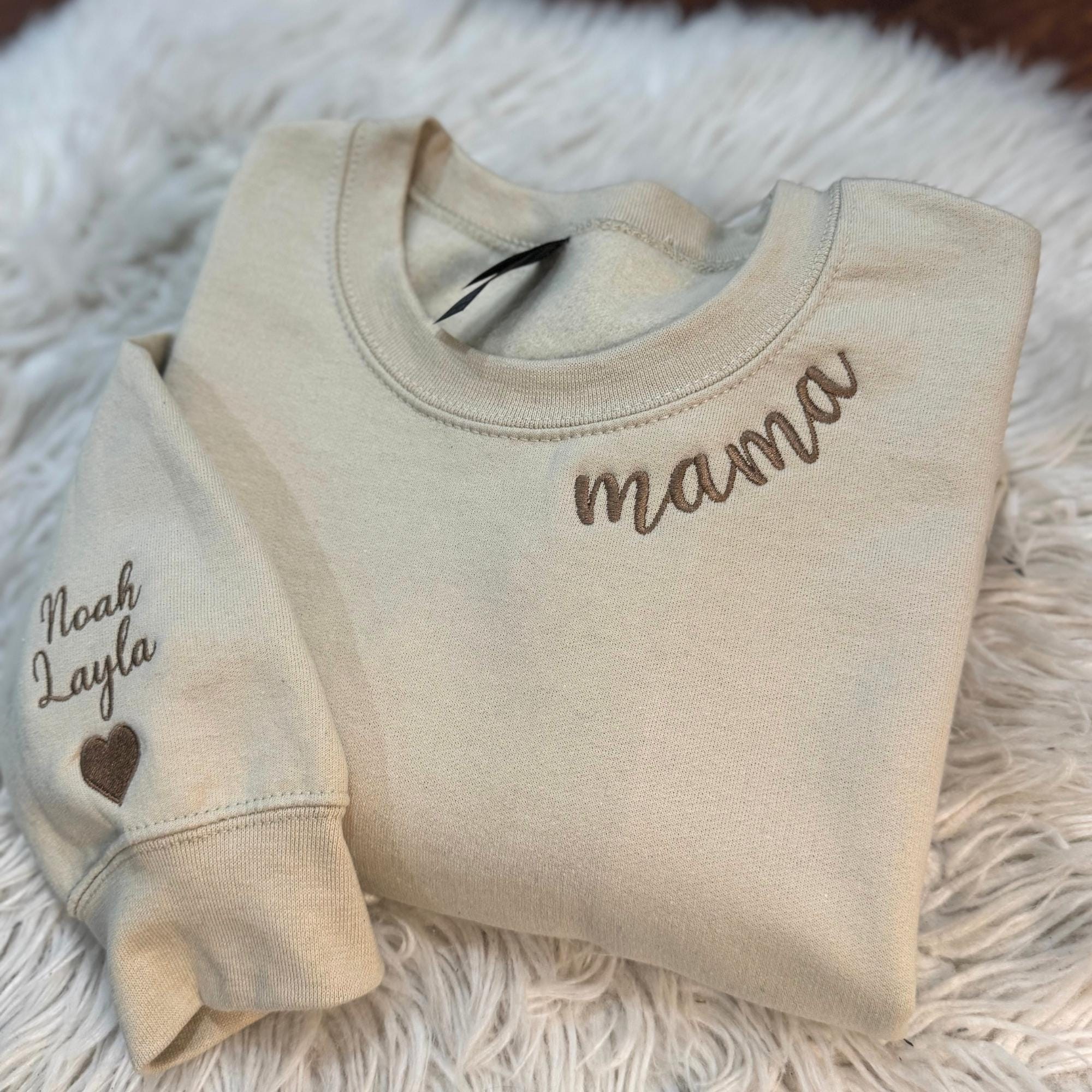 Personalized Grandma Embroidered Sweatshirt, Grandkids names on sleeve