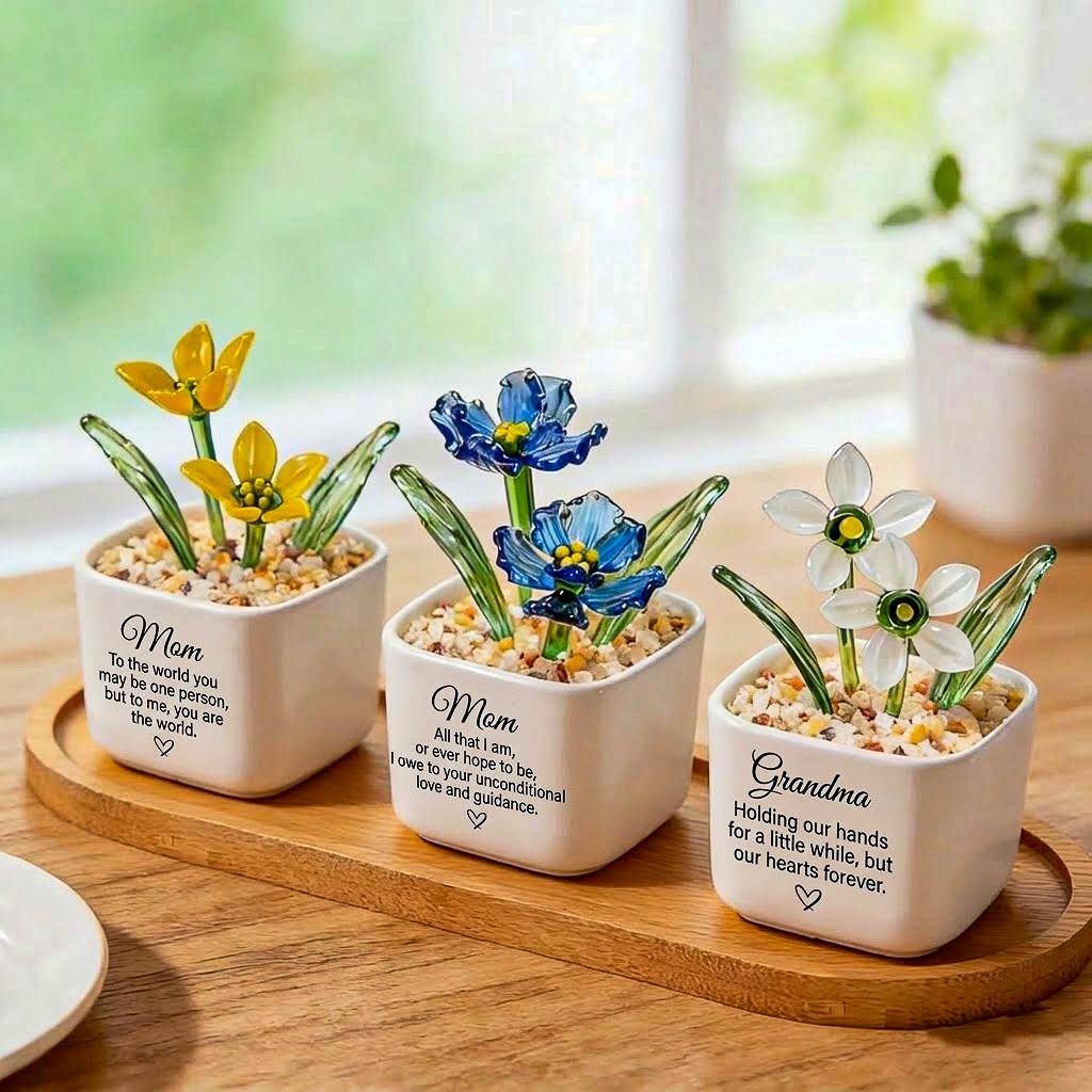  Birth Glass flower Custom Potted Plant for mom 