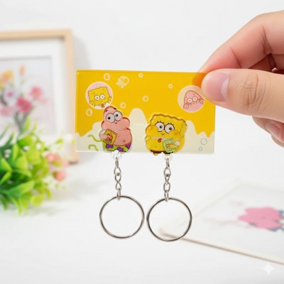 Personalized Cartoon Character Couple Keychain Holder for Your Love