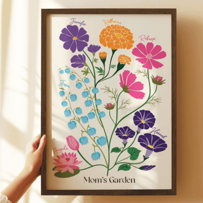 Mom's garden, customized flower illustrations for the child's birth month, Mother's Day gift