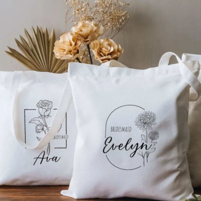 Engraved birthday flower tote bag，Personalized Beach Straw Bags,Custom Bridesmaid Burlap Bags,Jute bags,Mini Totes,Bachelorette Party gifts,Jute Bag for Girls,Wedding party.