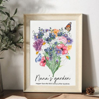 Personalized Birth Month Flower Pots with Grandkids Names, Mothers Day Gift for Mum,Gigi, Grammy, Mom, Nana