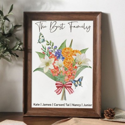 Personalized Birth Month Flower with Grandkids Names, Mothers Day Gift for Mum,Gigi, Grammy, Mom, Nana