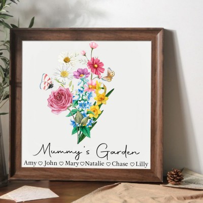 Personalized Birth Month Flower with Grandkids Names, Mothers Day Gift for Mum,Gigi, Grammy, Mom, Nana