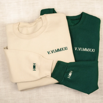 Custom Embroidered Roman Numeral Hoodie • perfect gift for couple 