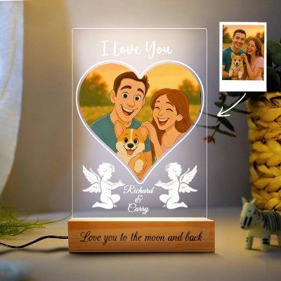 Personalized Acrylic Night Light With Cartoon Photos Best Gift For Couple