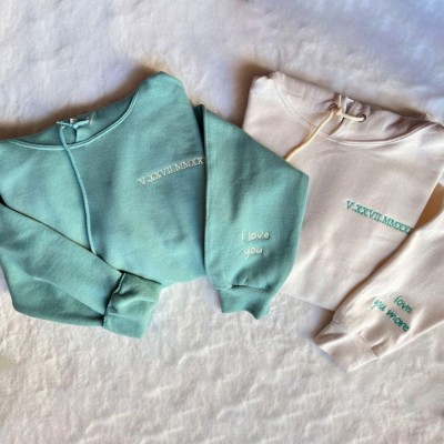Custom Embroidered Roman Numeral Hoodie • perfect gift for couple 