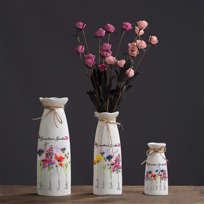 Personalized Birth Month Flower Pots with Grandkids Names, Mothers Day Gift