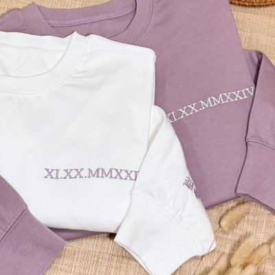 Custom Embroidered Roman Numeral Hoodie • perfect gift for couple 