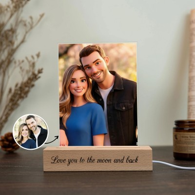 Personalized Acrylic Night Light With Cartoon Photos Best Gift For Couple