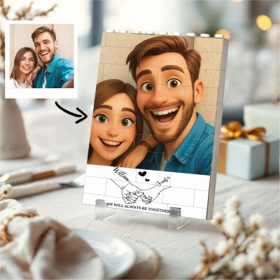 Personalized We Will Always Be Together 3D Cartoon Portrait Puzzle Blocks