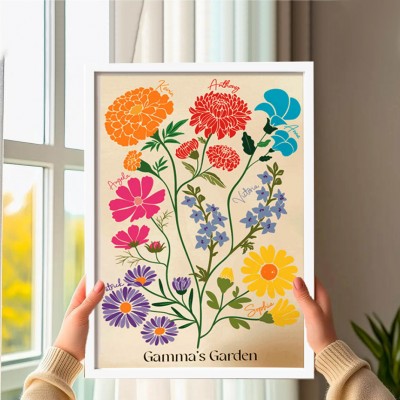 Mom's garden, customized flower illustrations for the child's birth month, Mother's Day gift