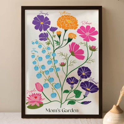 Mom's garden, customized flower illustrations for the child's birth month, Mother's Day gift