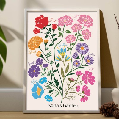 Mom's garden, customized flower illustrations for the child's birth month, Mother's Day gift