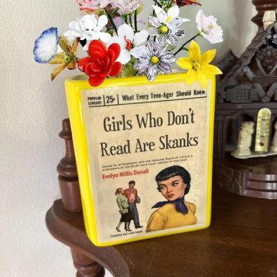 Book Shaped Planter or Vase,Ceramic Book,Gift For reader,bookclub gift.