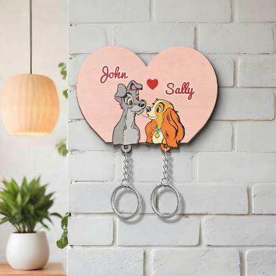 Personalized Cartoon Character Couple Keychain Holder for Your Love