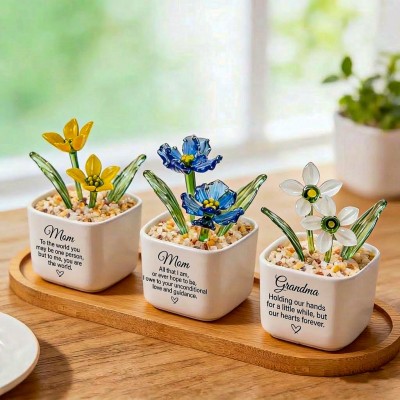  Birth Glass flower Custom Potted Plant for mom 