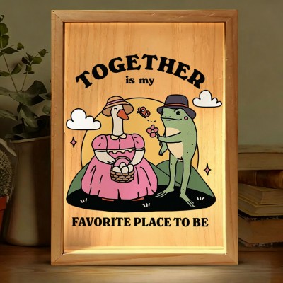Custom Together Until We Croak Illustration Frame Light Box for Couple