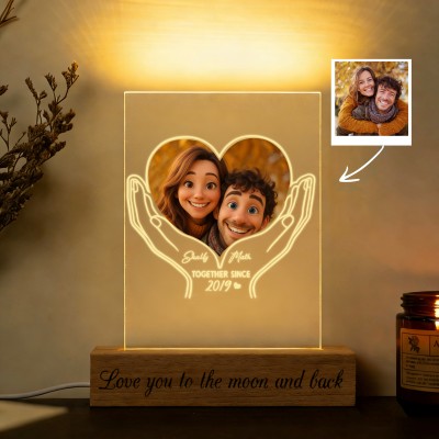 Personalized Acrylic Night Light With Cartoon Photos Best Gift For Couple