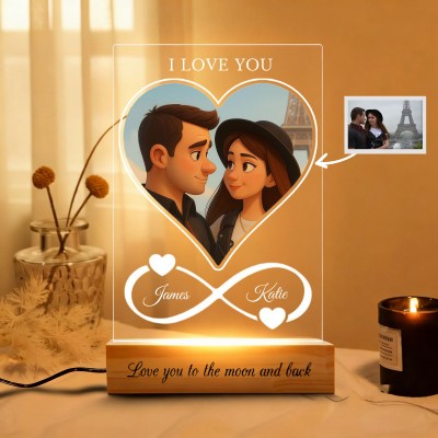 Personalized Acrylic Night Light With Cartoon Photos Best Gift For Couple