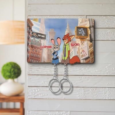 Personalized Cartoon Character Couple Keychain Holder for Your Love