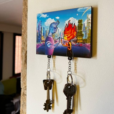 Personalized Cartoon Character Couple Keychain Holder for Your Love