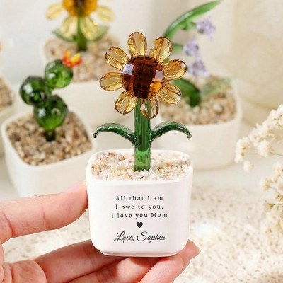 Personalized Glass Flower Pot for Mom